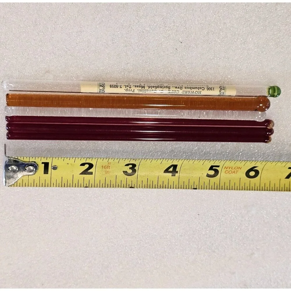 MCM Glass Swizzle Sticks Cocktail Stirrers Green River Whiskey Set 6 Amber‎ Red